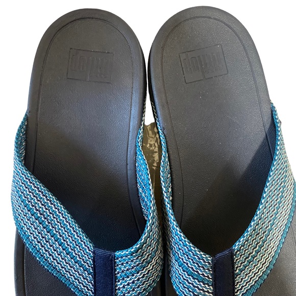 FitFlop Surfa Womens Sandals 11 Blue Open Toe Slip On Flat Thong Flip Flop NEW - Picture 7 of 11